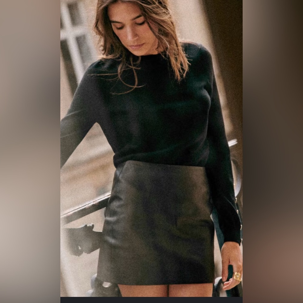 Sezane Harlow Leather Mini Skirt